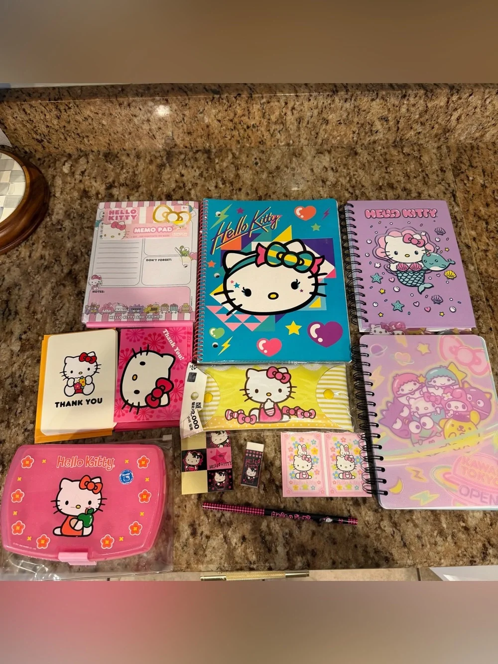 Large Sanrio Hello Kitty School College Supplies Notebook Cards Kawaii Sticker